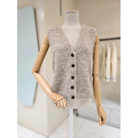 스팽글 브이넥 니트 베스트