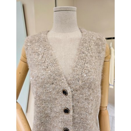 스팽글 브이넥 니트 베스트