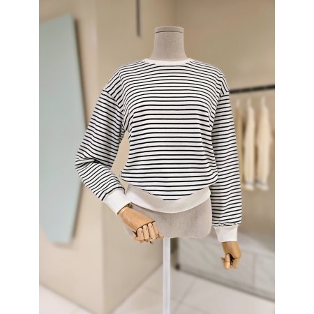 스마일 기모 스트라이프 티셔츠