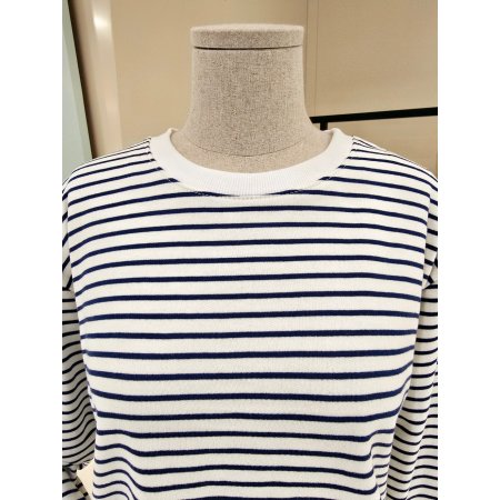 스마일 기모 스트라이프 티셔츠