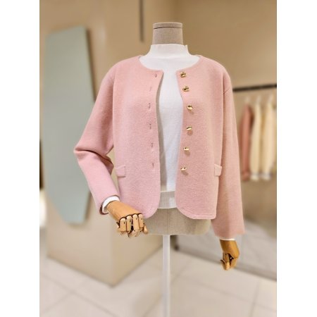 콩단추 라운드 니트 자켓