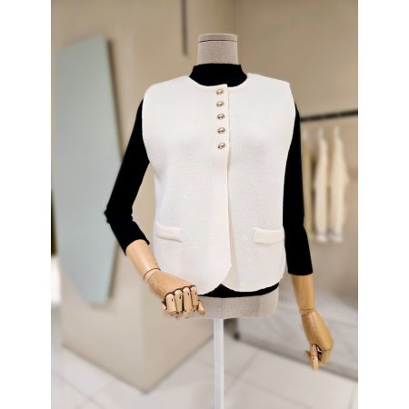 골드버튼 조끼 세트 폴라니트