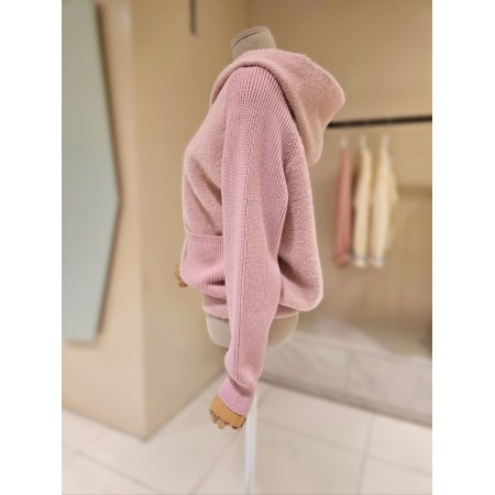 아몬드 후드 집업 니트가디건