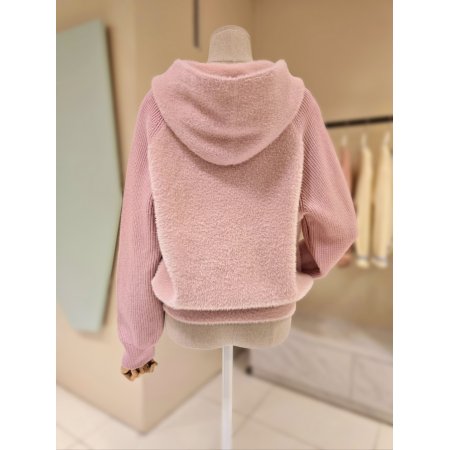 아몬드 후드 집업 니트가디건