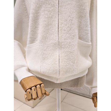 퍼배색 후드 집업가디건