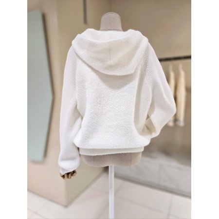 퍼배색 후드 집업가디건