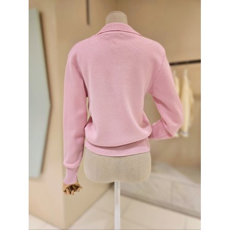 레터링 카라넥 니트티셔츠