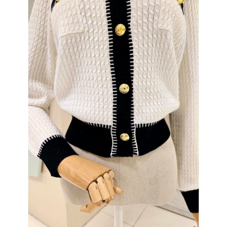 금장단추 꽈배기 라운드 가디건