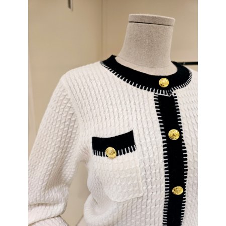 금장단추 꽈배기 라운드 가디건