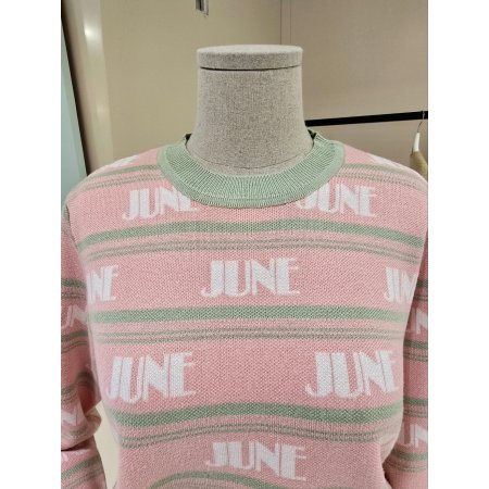 라인배색 단가라 라운드 니트