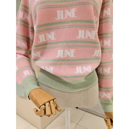 라인배색 단가라 라운드 니트