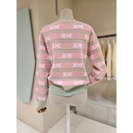 라인배색 단가라 라운드 니트