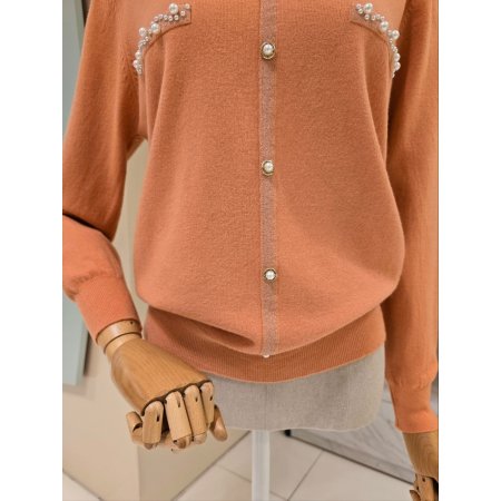 진주 브이넥 니트 티셔츠