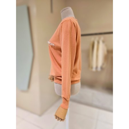 진주 브이넥 니트 티셔츠