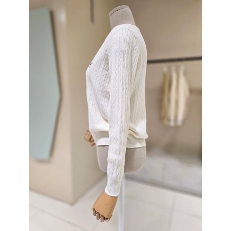 반오픈 꽈배기 니트 티셔츠