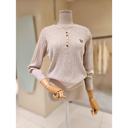 칼라단추 반오픈 꽈배기 니트