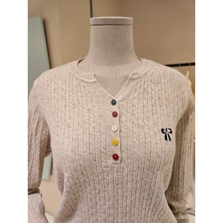 칼라단추 반오픈 꽈배기 니트