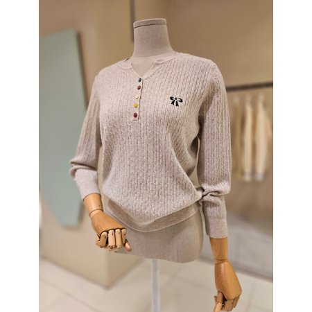 칼라단추 반오픈 꽈배기 니트