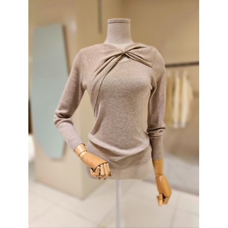 오픈 꼬임 라운드 니트