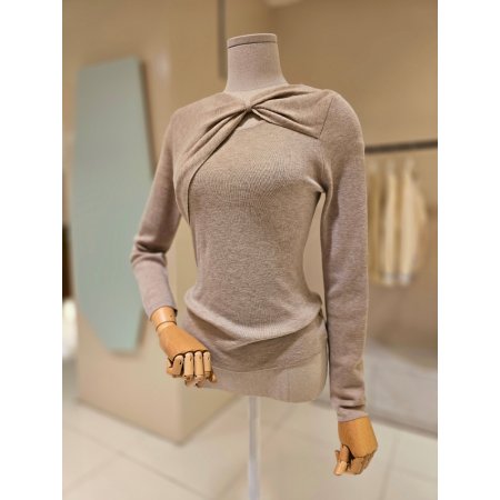 오픈 꼬임 라운드 니트