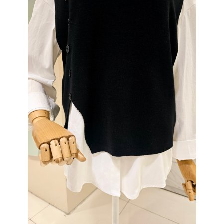 단추조끼 세트 셔츠 블라우스