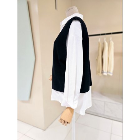 단추조끼 세트 셔츠 블라우스