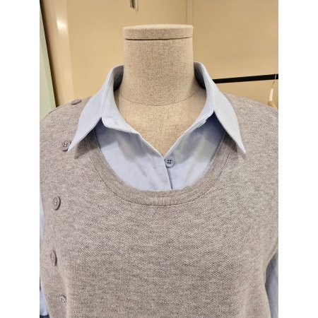 니트조끼 세트 카라 셔츠블라우스