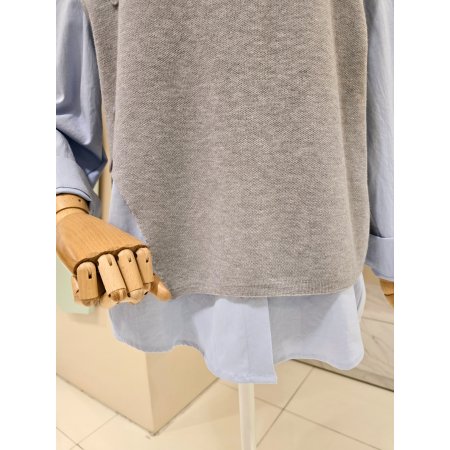 니트조끼 세트 카라 셔츠블라우스