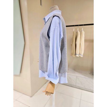 니트조끼 세트 카라 셔츠블라우스