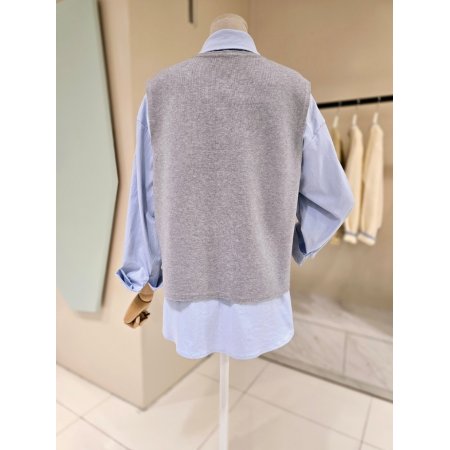 니트조끼 세트 카라 셔츠블라우스