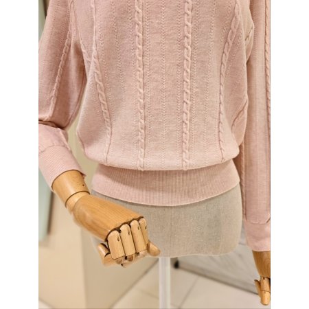 라운드 잔꽈배기 니트