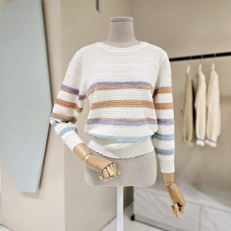 컬러 단가라 니트티셔츠