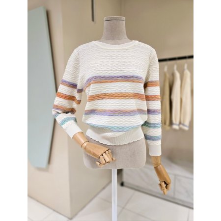 컬러 단가라 니트티셔츠