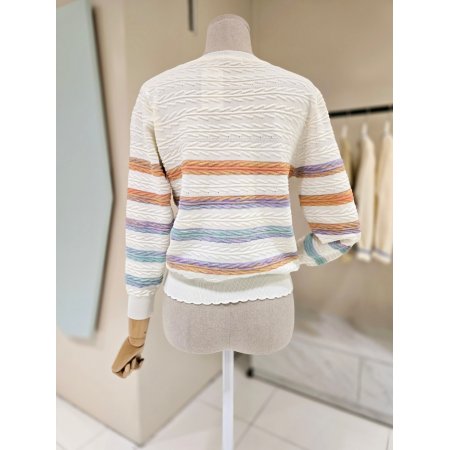 컬러 단가라 니트티셔츠