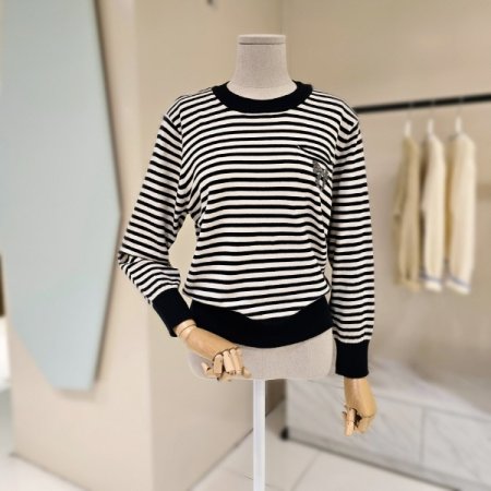 리본 단가라 니트티셔츠