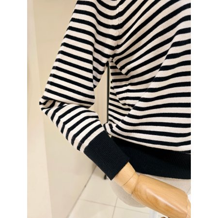 리본 단가라 니트티셔츠