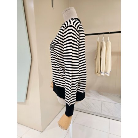 리본 단가라 니트티셔츠