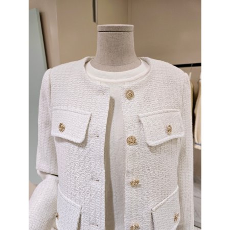 금장단추 라운드 트위드자켓