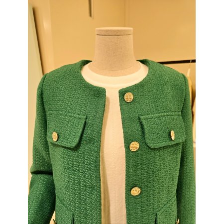 노카라 금장단추 트위드자켓