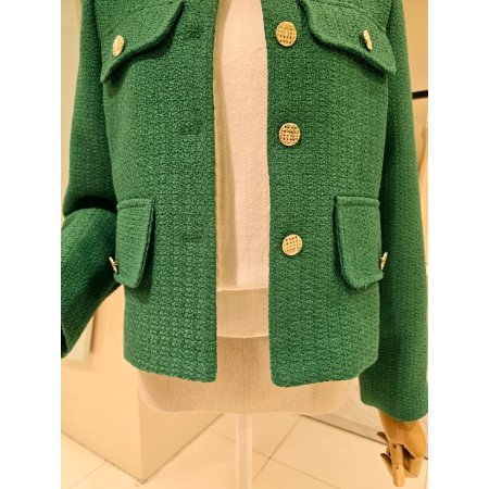 노카라 금장단추 트위드자켓