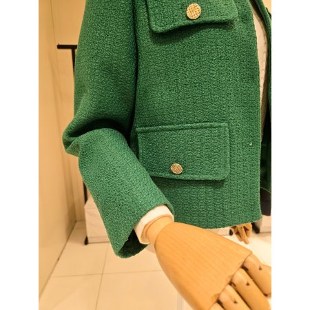 노카라 금장단추 트위드자켓