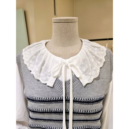 니트조끼 세트 프릴 블라우스