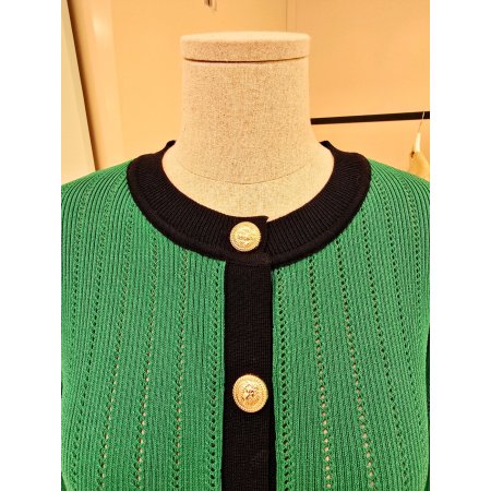 라운드 라인배색 니트가디건