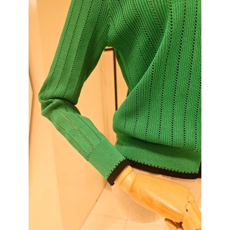 라운드 라인배색 니트가디건