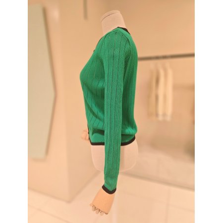 라운드 라인배색 니트가디건