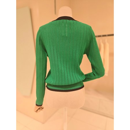 라운드 라인배색 니트가디건