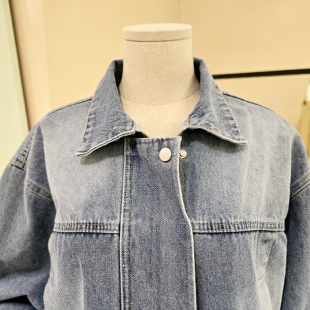 카라 크롭 집업 데님자켓