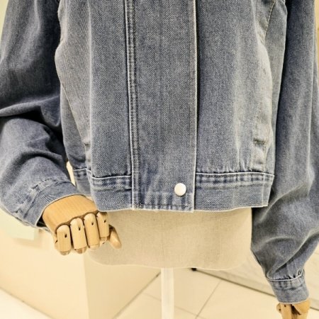 카라 크롭 집업 데님자켓