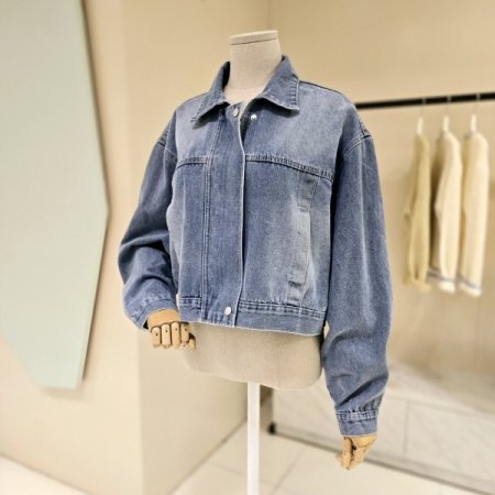 카라 크롭 집업 데님자켓