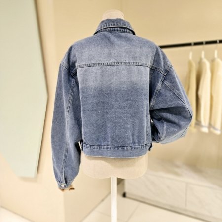 카라 크롭 집업 데님자켓